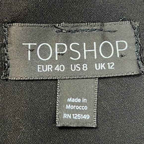 Topshop Black Floral Slip Dress Spagehtti Strap Sheath Size 8 Flattering Summery - Picture 8 of 10